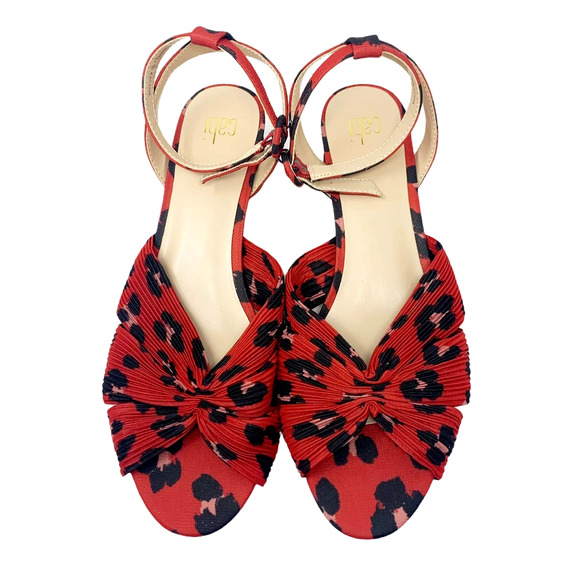 CAbi Red Leopard Print Siren Block Heel Sandals 9 - Picture 6 of 10
